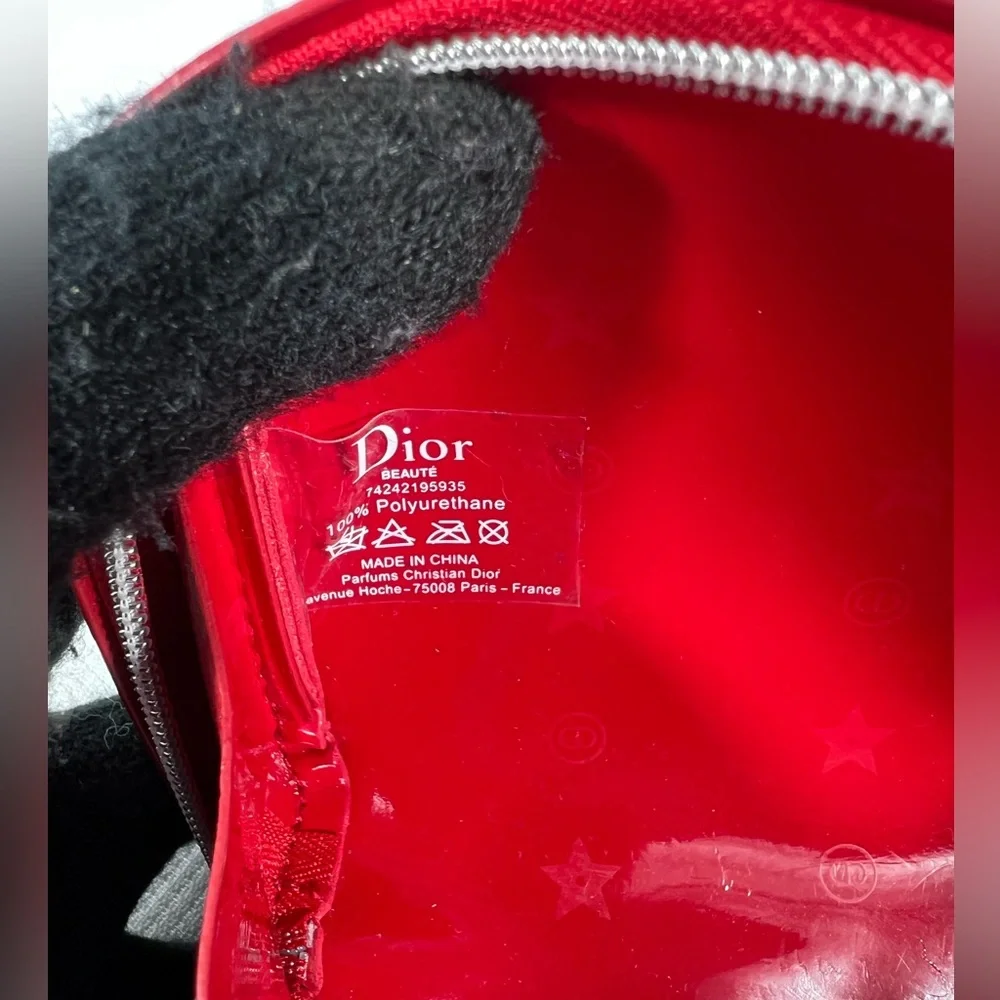 7529: Christian Dior Beauty Red Cosmetic Makeup Pouch Zip Case